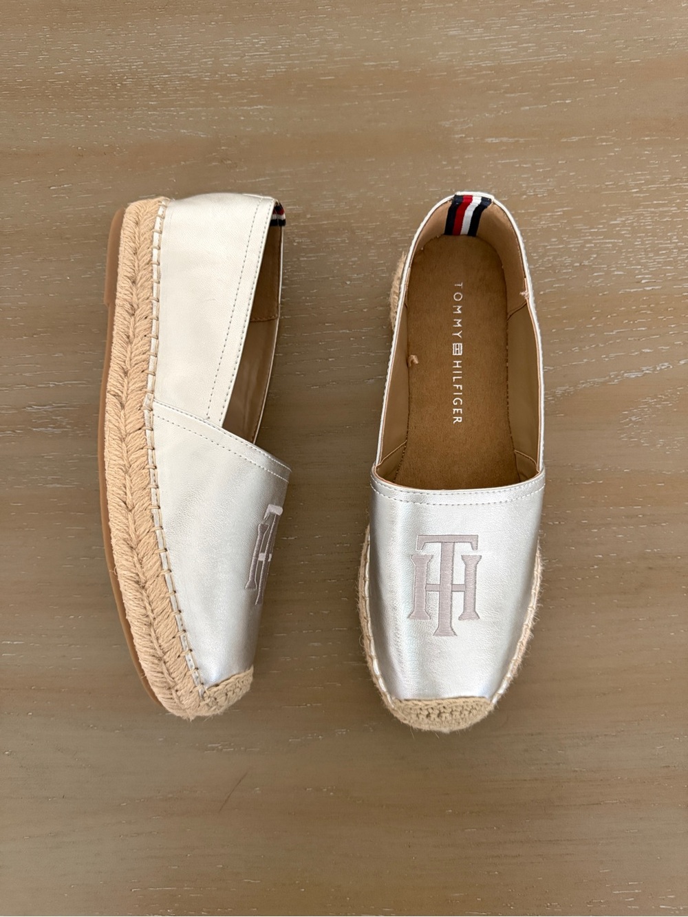 Tommy Hilfiger Silver Metallic Espadrille Flats